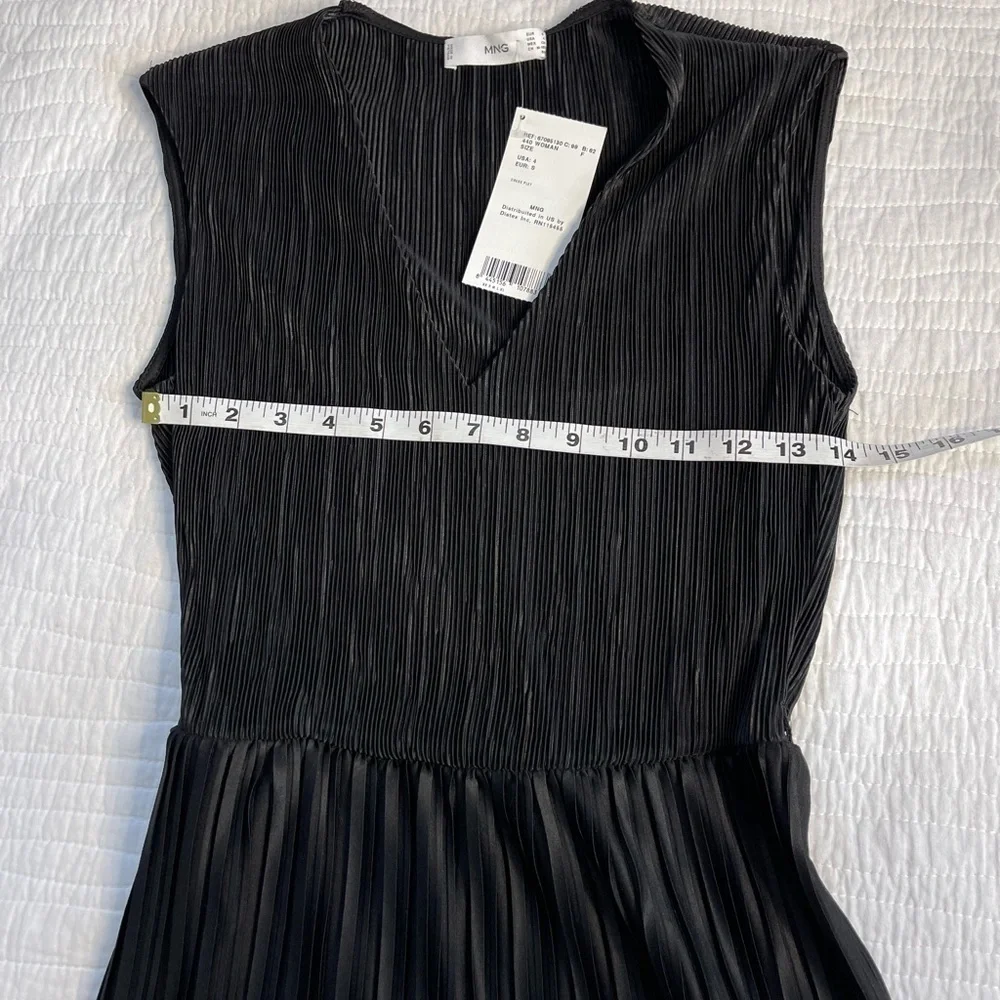 MNG Mango pleated Black Midi Party Dress Size 4 NWT - Picture 13 of 16